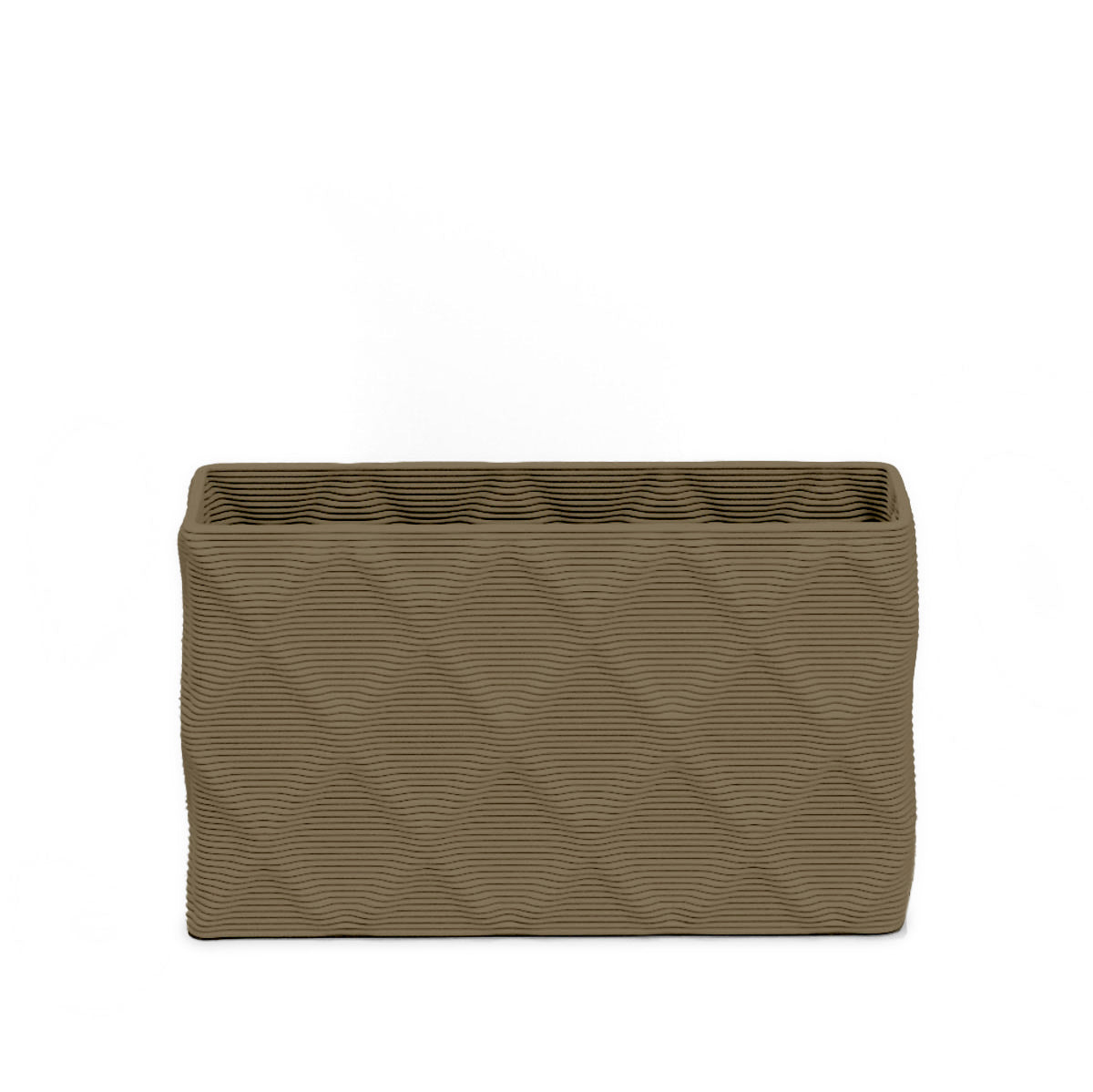 Avila Small Rectangular Planter - Diamond 1 - Savanna Clay - sculptural rectangular planter with faceted diamond relief texture, 3D printed concrete, modern artistic design