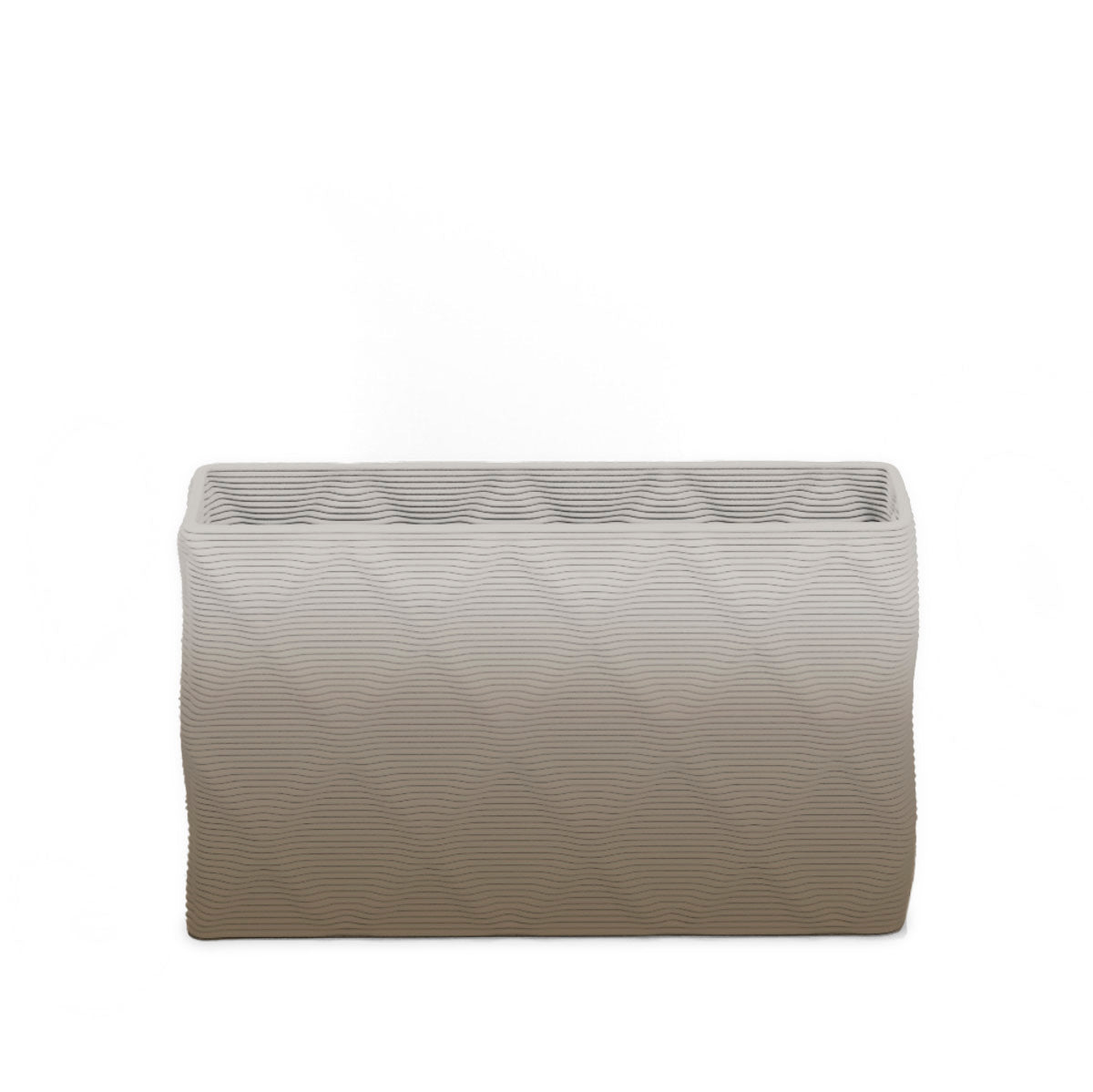 Avila Small Rectangular Planter - Diamond 1 - Savanna Clay OMB2 - sculptural rectangular planter with faceted diamond relief texture, 3D printed concrete, modern artistic design