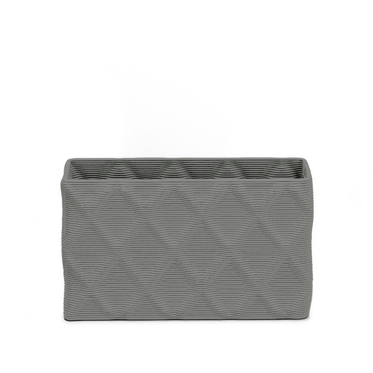 Avila Small Rectangular Planter - Diamond 1 - Silver Mist - sculptural rectangular planter with faceted diamond relief texture, 3D printed concrete, modern artistic design