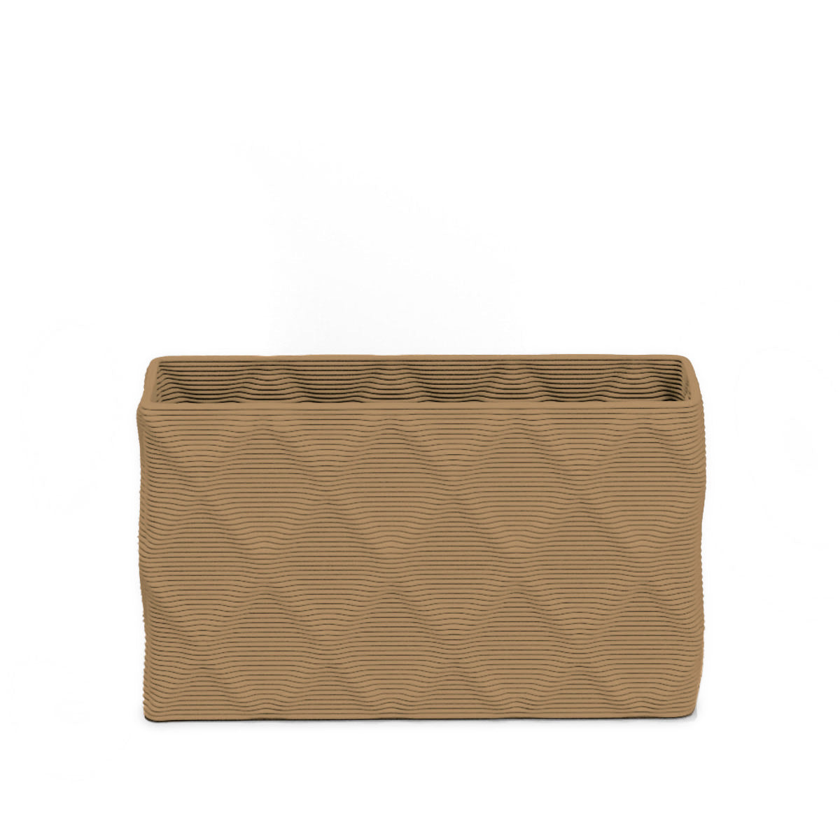 Avila Small Rectangular Planter - Diamond 1 - Toasted Almond - sculptural rectangular planter with faceted diamond relief texture, 3D printed concrete, modern artistic design