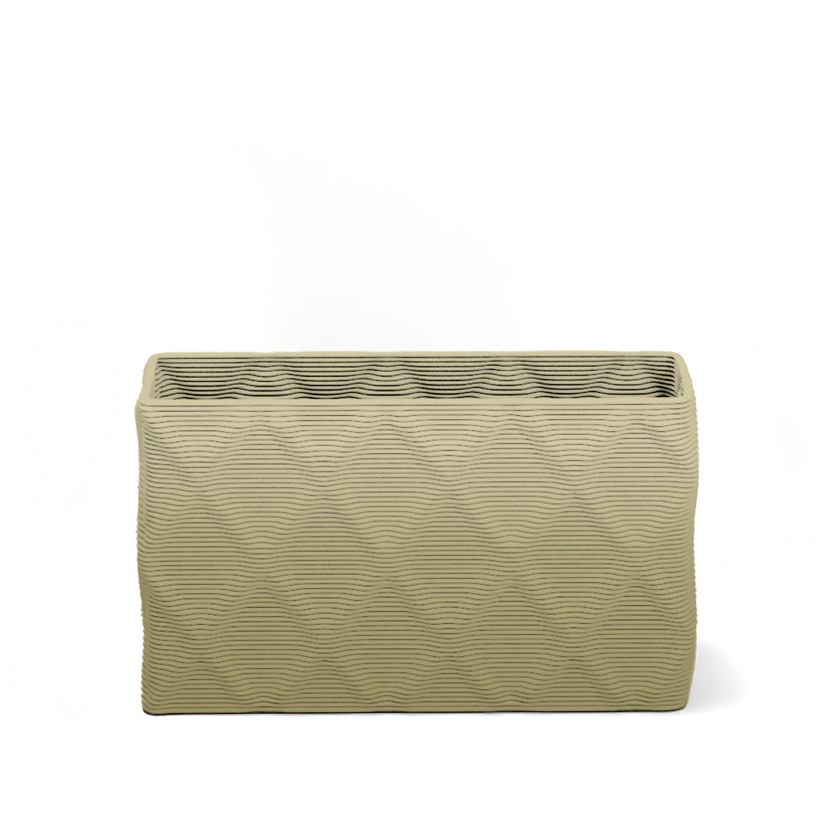 Avila Small Rectangular Planter - Diamond 1 - Golden Olive OMB1 - sculptural rectangular planter with faceted diamond relief texture, 3D printed concrete, modern artistic design