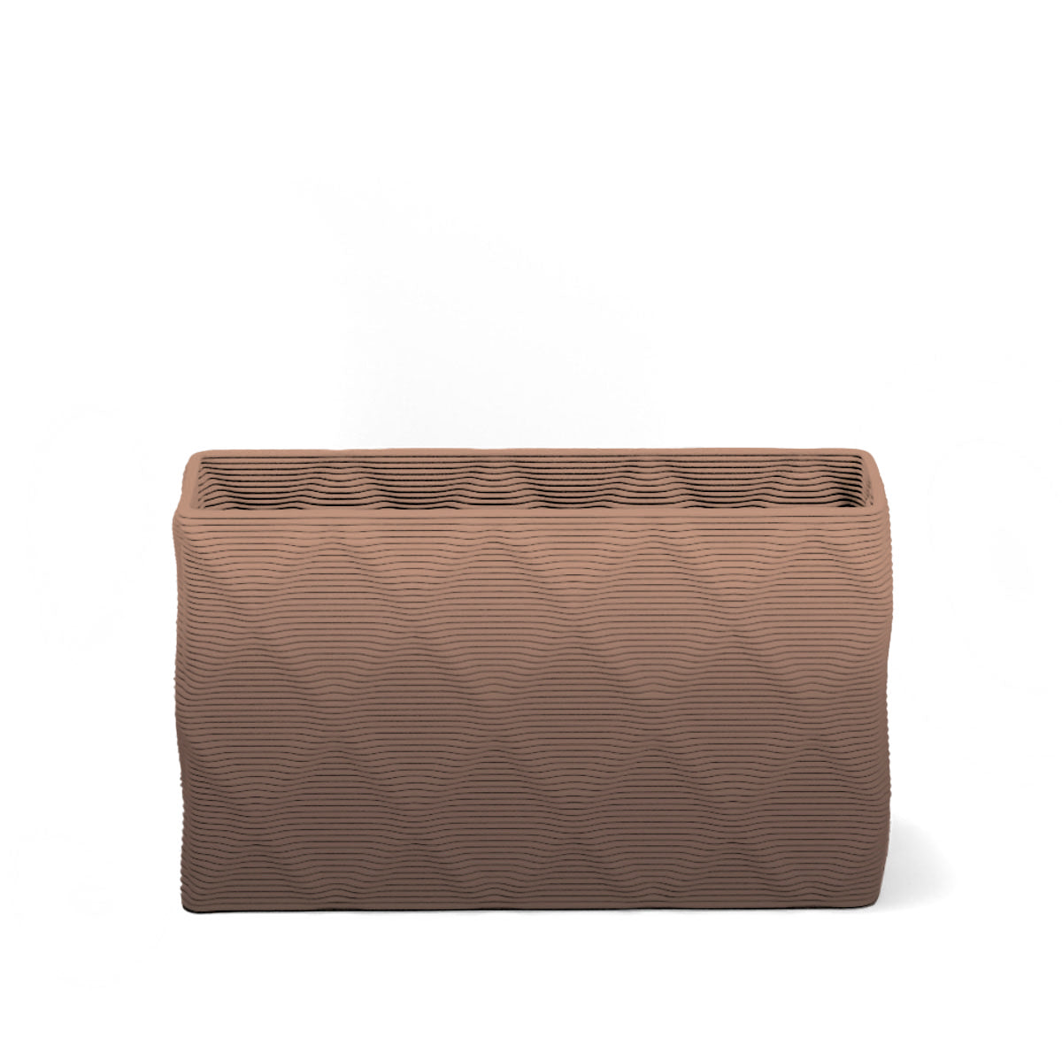 Avila Small Rectangular Planter - Diamond 1 - Riverbed Earth OMB1 - sculptural rectangular planter with faceted diamond relief texture, 3D printed concrete, modern artistic design