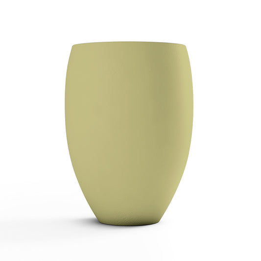 Del Mar Large concrete planter with a soft, rounded silhouette in lightweight GFRC, ideal for modern indoor and outdoor planting applications shown here in the Golden Olive finish.