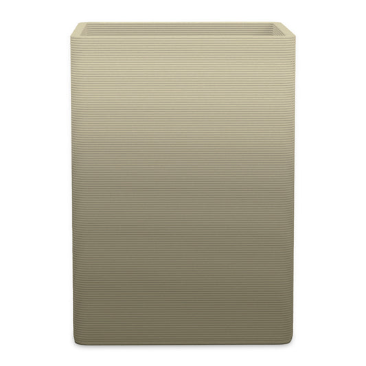 Montara Extra Large Square Planter - Stacks - Mossy Glen OMB1 - square planter with fine horizontal ribbed texture, 3D printed concrete, modern minimal design