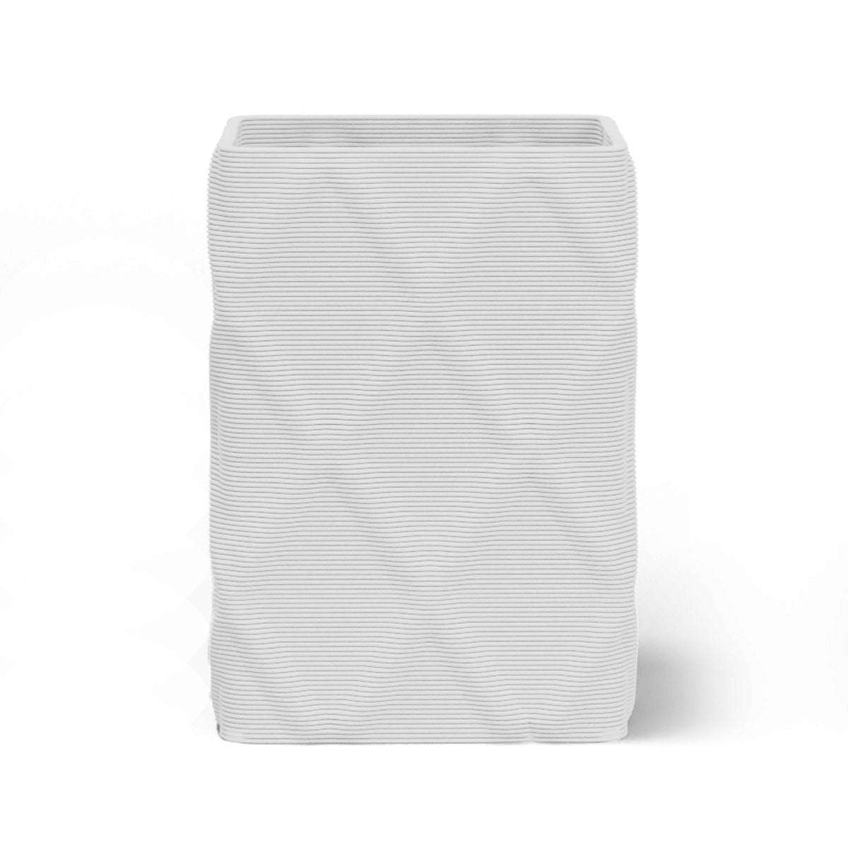 Montara Large Square Planter in Glacial Mist 3D-printed concrete with ribbed finish, modern GFRC design for indoor and outdoor architectural use