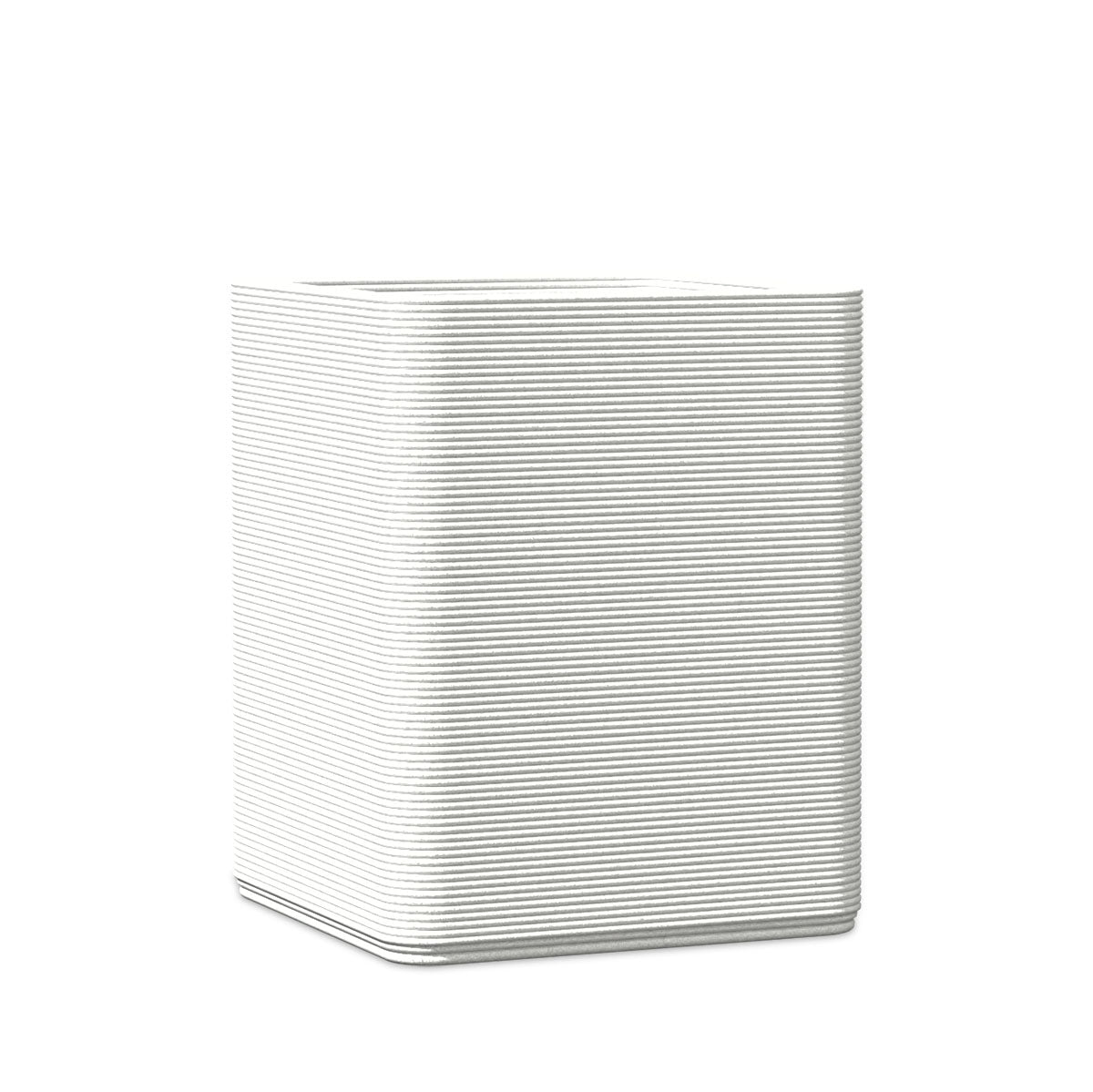 Montara Medium Square Planter - Stacks - Glacial Mist - square planter with fine horizontal ribbed texture, 3D printed concrete, modern minimal design