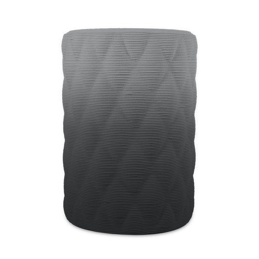 Solana Extra Large Round Planter - Diamond 2 - Obsidian Night OMB1 - sculptural round planter with quilted diamond relief texture, 3D printed concrete, modern artistic design