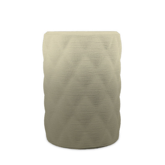 Solana Large Round Planter - Diamond 2 - Mossy Glen OMB1 - sculptural round planter with quilted diamond relief texture, 3D printed concrete, modern artistic design
