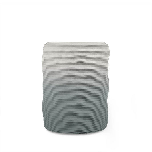 Solana Medium Round Planter - Diamond 2 - Seafoam Slate OMB2 - sculptural round planter with quilted diamond relief texture, 3D printed concrete, modern artistic design
