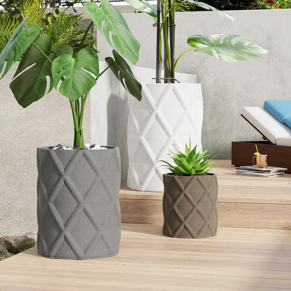 Solana Extra Large Round Planter - Diamond 1
