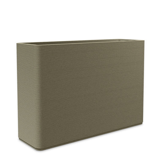 Avila Extra Large Rectangular Planter - Stacks - Mossy Glen - rectangular planter with fine horizontal ribbed texture, 3D printed concrete, modern minimal design