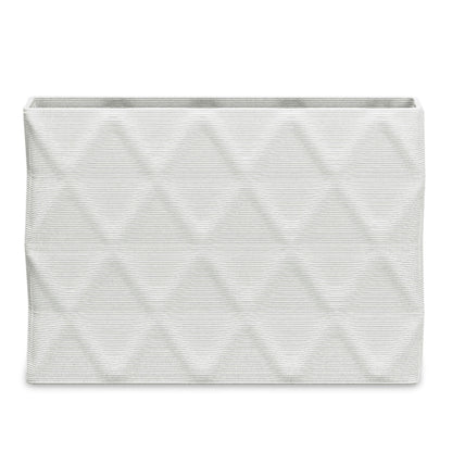 Avila Extra Large Rectangular Planter - Diamond 1 - Glacial Mist - sculptural rectangular planter with faceted diamond relief texture, 3D printed concrete, modern artistic design