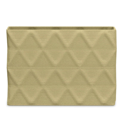 Avila Extra Large Rectangular Planter - Diamond 1 - Golden Olive - sculptural rectangular planter with faceted diamond relief texture, 3D printed concrete, modern artistic design