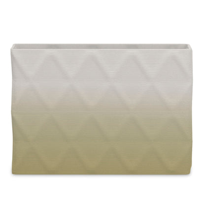 Avila Extra Large Rectangular Planter - Diamond 1 - Golden Olive OMB2 - sculptural rectangular planter with faceted diamond relief texture, 3D printed concrete, modern artistic design