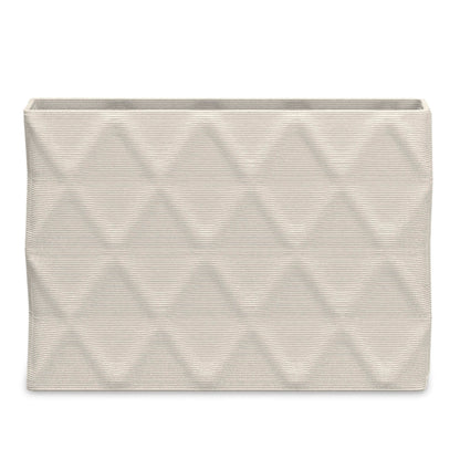 Avila Extra Large Rectangular Planter - Diamond 1 - Limestone Veil - sculptural rectangular planter with faceted diamond relief texture, 3D printed concrete, modern artistic design