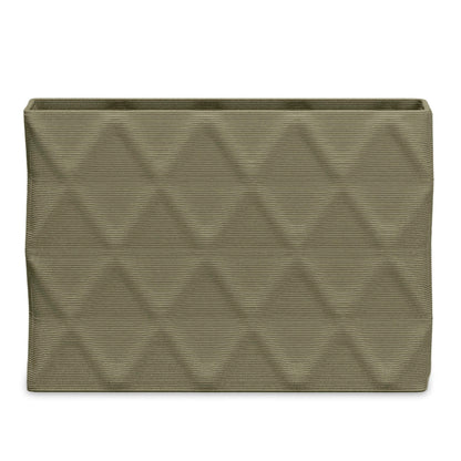 Avila Extra Large Rectangular Planter - Diamond 1 - Mossy Glen - sculptural rectangular planter with faceted diamond relief texture, 3D printed concrete, modern artistic design