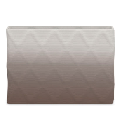 Avila Extra Large Rectangular Planter - Diamond 1 - Riverbed Earth OMB2 - sculptural rectangular planter with faceted diamond relief texture, 3D printed concrete, modern artistic design