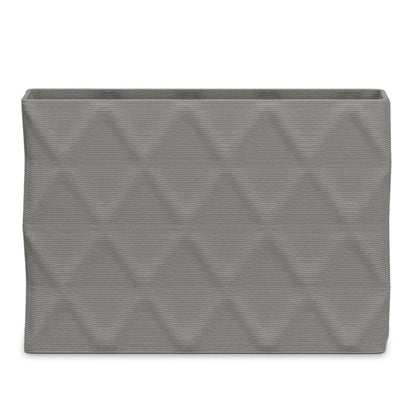 Avila Extra Large Rectangular Planter - Diamond 1 - Silver Mist - sculptural rectangular planter with faceted diamond relief texture, 3D printed concrete, modern artistic design