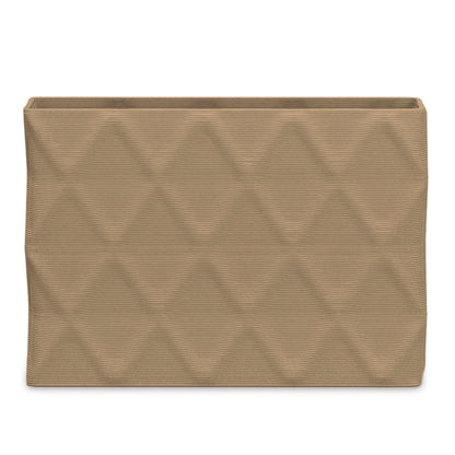 Avila Extra Large Rectangular Planter - Diamond 1 - Toasted Almond - sculptural rectangular planter with faceted diamond relief texture, 3D printed concrete, modern artistic design