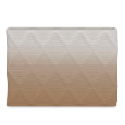 Avila Extra Large Rectangular Planter - Diamond 1 - Toasted Almond OMB2 - sculptural rectangular planter with faceted diamond relief texture, 3D printed concrete, modern artistic design