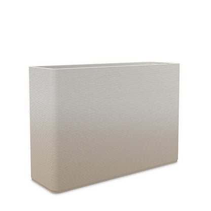 Avila Large Rectangular Planter - Stacks - Desert Dawn OMB2 - rectangular planter with fine horizontal ribbed texture, 3D printed concrete, modern minimal design