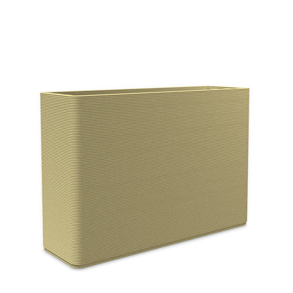 Avila Large Rectangular Planter - Stacks - Golden Olive - rectangular planter with fine horizontal ribbed texture, 3D printed concrete, modern minimal design