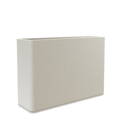 Avila Large Rectangular Planter - Stacks - Limestone Veil - rectangular planter with fine horizontal ribbed texture, 3D printed concrete, modern minimal design