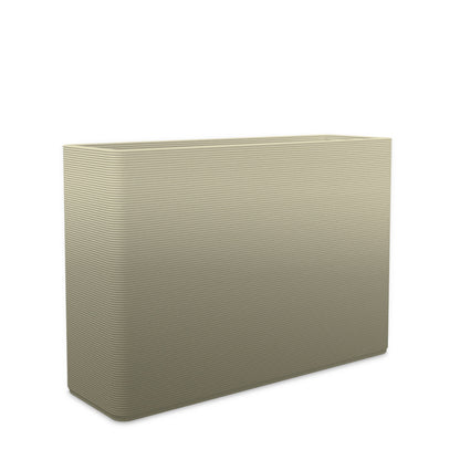 Avila Large Rectangular Planter - Stacks - Mossy Glen OMB1 - rectangular planter with fine horizontal ribbed texture, 3D printed concrete, modern minimal design