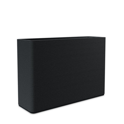 Avila Large Rectangular Planter - Stacks - Obsidian Night - rectangular planter with fine horizontal ribbed texture, 3D printed concrete, modern minimal design