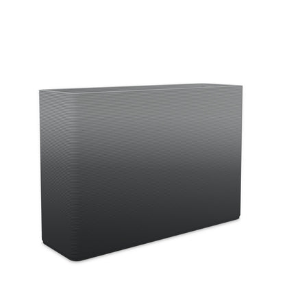Avila Large Rectangular Planter - Stacks - Obsidian Night OMB1 - rectangular planter with fine horizontal ribbed texture, 3D printed concrete, modern minimal design