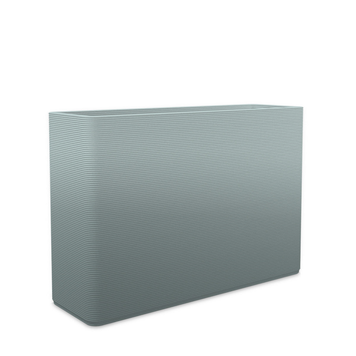 Avila Large Rectangular Planter - Stacks - Seafoam Slate OMB1 - rectangular planter with fine horizontal ribbed texture, 3D printed concrete, modern minimal design