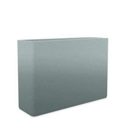 Avila Large Rectangular Planter - Stacks - Seafoam Slate OMB1 - rectangular planter with fine horizontal ribbed texture, 3D printed concrete, modern minimal design