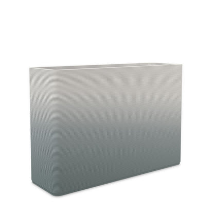 Avila Large Rectangular Planter - Stacks - Seafoam Slate OMB2 - rectangular planter with fine horizontal ribbed texture, 3D printed concrete, modern minimal design