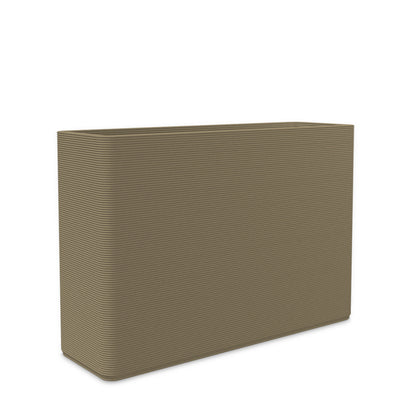 Avila Large Rectangular Planter - Stacks - Savanna Clay - rectangular planter with fine horizontal ribbed texture, 3D printed concrete, modern minimal design
