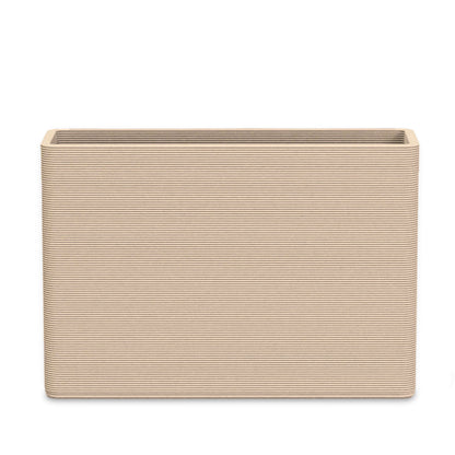 Avila Large Rectangular Planter - Stacks - Desert Dawn - rectangular planter with fine horizontal ribbed texture, 3D printed concrete, modern minimal design