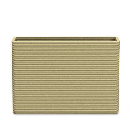 Avila Large Rectangular Planter - Stacks - Golden Olive - rectangular planter with fine horizontal ribbed texture, 3D printed concrete, modern minimal design