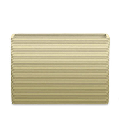 Avila Large Rectangular Planter - Stacks - Golden Olive OMB1 - rectangular planter with fine horizontal ribbed texture, 3D printed concrete, modern minimal design
