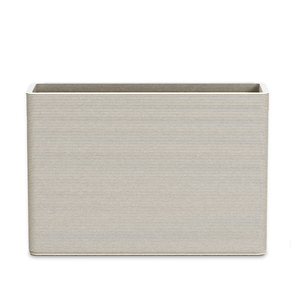 Avila Large Rectangular Planter - Stacks - Limestone Veil - rectangular planter with fine horizontal ribbed texture, 3D printed concrete, modern minimal design