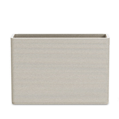 Avila Large Rectangular Planter - Stacks - Limestone Veil - rectangular planter with fine horizontal ribbed texture, 3D printed concrete, modern minimal design