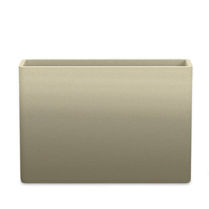 Avila Large Rectangular Planter - Stacks - Mossy Glen OMB1 - rectangular planter with fine horizontal ribbed texture, 3D printed concrete, modern minimal design