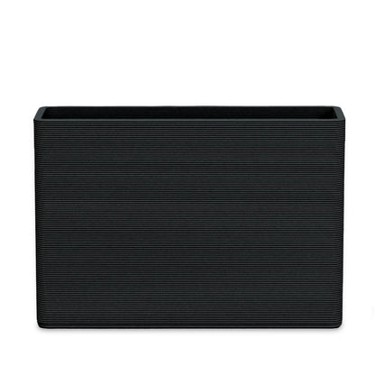 Avila Large Rectangular Planter - Stacks - Obsidian Night - rectangular planter with fine horizontal ribbed texture, 3D printed concrete, modern minimal design