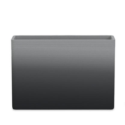 Avila Large Rectangular Planter - Stacks - Obsidian Night OMB1 - rectangular planter with fine horizontal ribbed texture, 3D printed concrete, modern minimal design