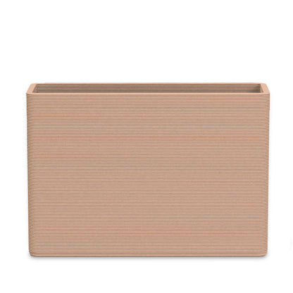 Avila Large Rectangular Planter - Stacks - Sandy Bluff - rectangular planter with fine horizontal ribbed texture, 3D printed concrete, modern minimal design