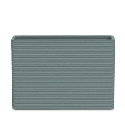 Avila Large Rectangular Planter - Stacks - Seafoam Slate - rectangular planter with fine horizontal ribbed texture, 3D printed concrete, modern minimal design