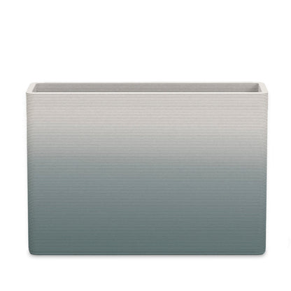 Avila Large Rectangular Planter - Stacks - Seafoam Slate OMB2 - rectangular planter with fine horizontal ribbed texture, 3D printed concrete, modern minimal design