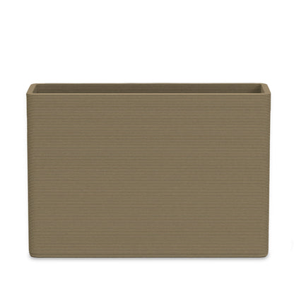 Avila Large Rectangular Planter - Stacks - Savanna Clay - rectangular planter with fine horizontal ribbed texture, 3D printed concrete, modern minimal design