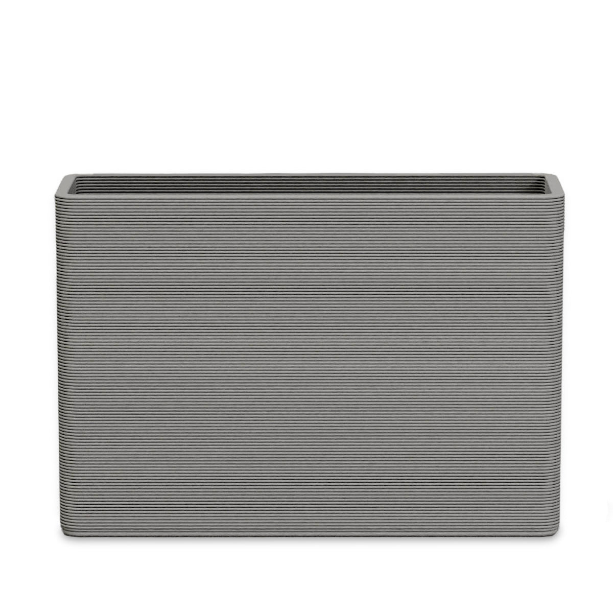 Avila Large Rectangular Planter - Stacks - Silver Mist - rectangular planter with fine horizontal ribbed texture, 3D printed concrete, modern minimal design
