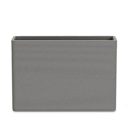 Avila Large Rectangular Planter - Stacks - Silver Mist - rectangular planter with fine horizontal ribbed texture, 3D printed concrete, modern minimal design