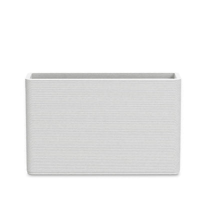 Avila Medium Rectangular Planter - Stacks - Glacial Mist - rectangular planter with fine horizontal ribbed texture, 3D printed concrete, modern minimal design