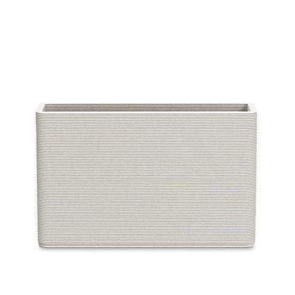 Avila Medium Rectangular Planter - Stacks - Limestone Veil - rectangular planter with fine horizontal ribbed texture, 3D printed concrete, modern minimal design